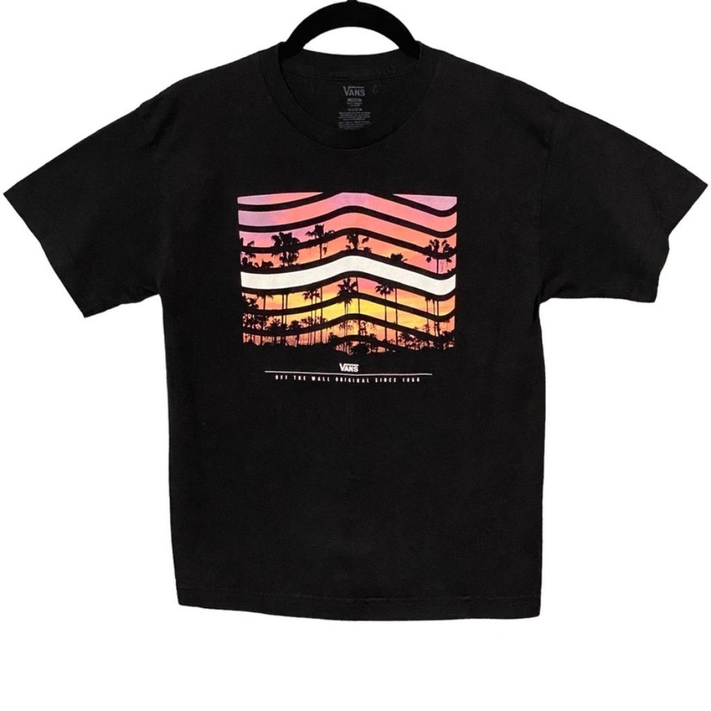 VANS Off The Wall Graphic T-Shirt Palm Trees Sunset Size Medium